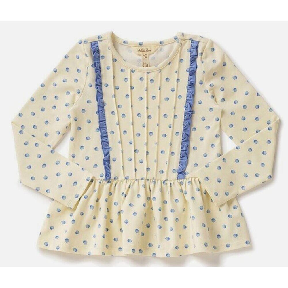 Matilda Jane Adventerous Acorn Tunic Top Girls Size 2 Off White Purple Blue Polk